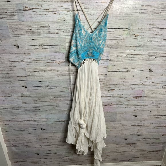 Free People Turquoise Spirit Maxi Dress size 12 - Picture 2 of 14